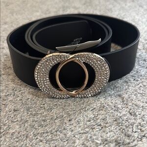 Elegant Black Belt with Gold Buckle